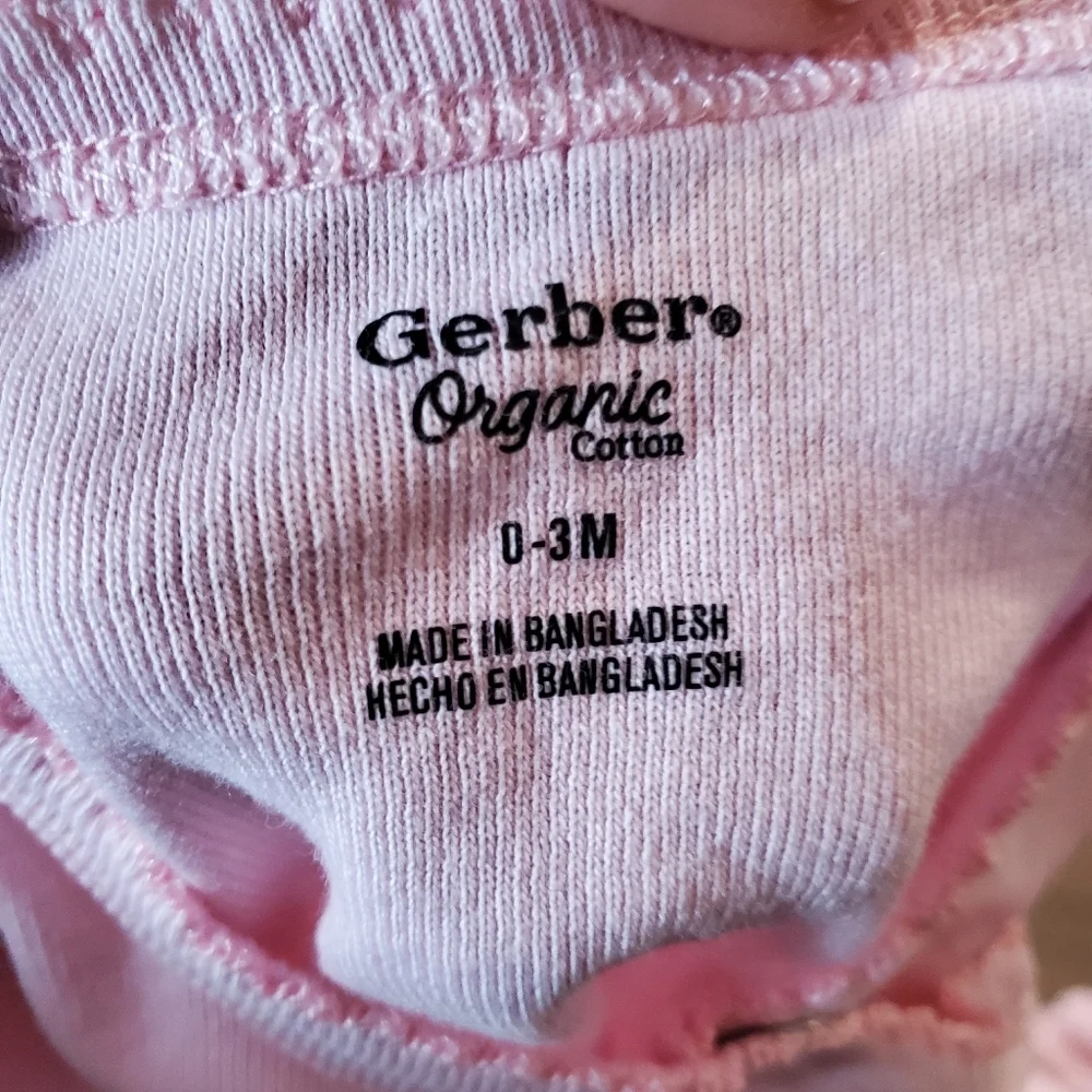 Gerber 2 Organic Cotton Baby Girl Love Onesies Cardigan Pastel Pink Elephant 3M